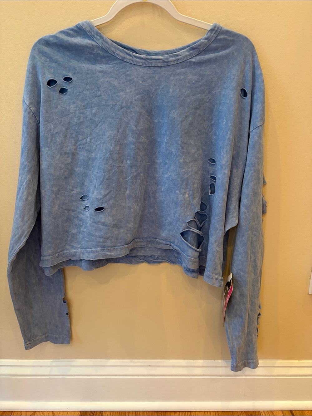 LoveLove Distressed Long Sleeve Top- Size 1X NWT